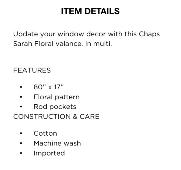 CHAPS Window VALANCE Size: 80 x 17″ New SHIP FREE Red Pink Floral SARAH Bedding