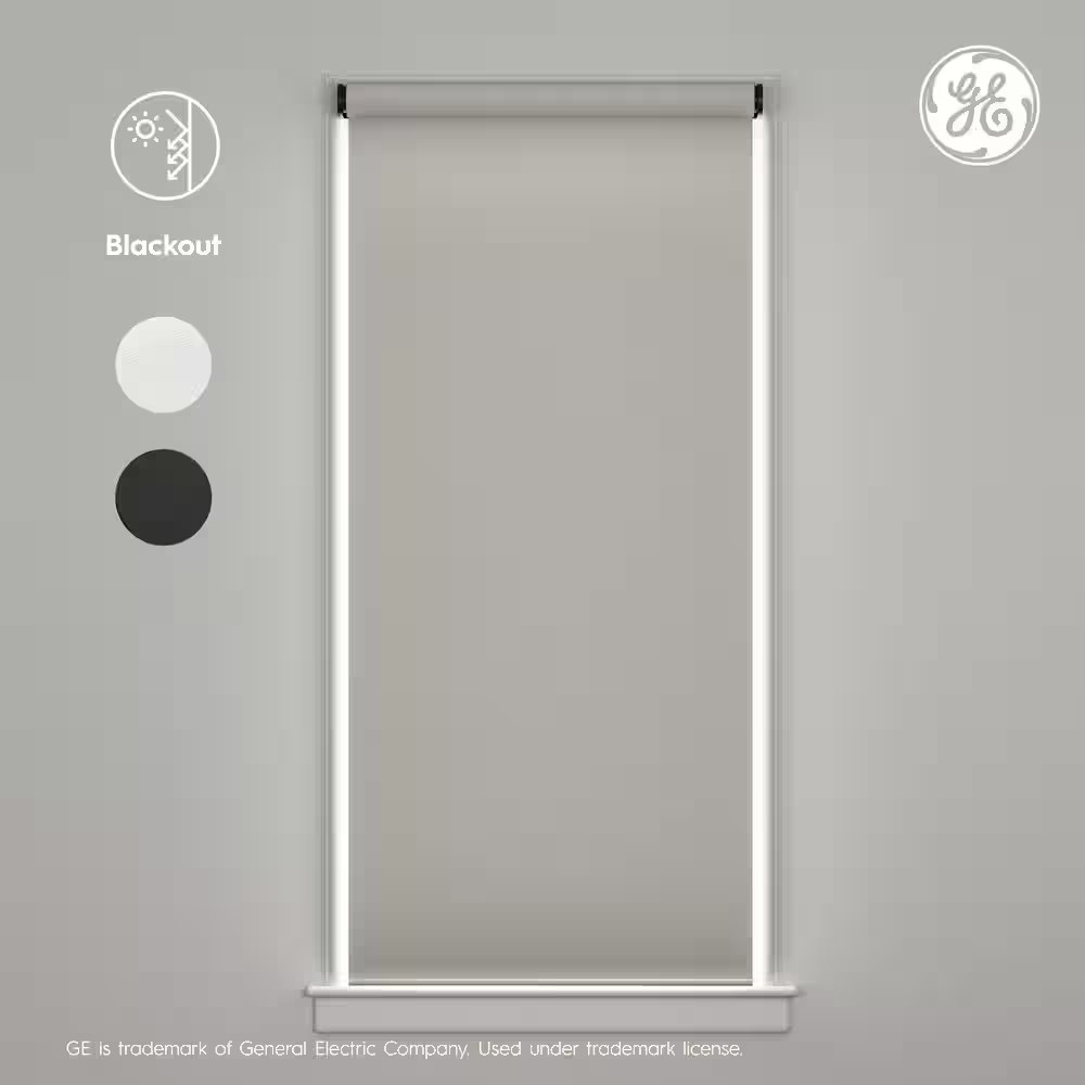 Smart Shade, Motorized Window Blind, Black Hardware, Blackout White Fabric, 38.0