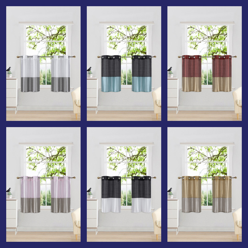 2pc Set 2-Tone Assorted Mix & Match Color Window Grommet Lined Curtain EID 36″