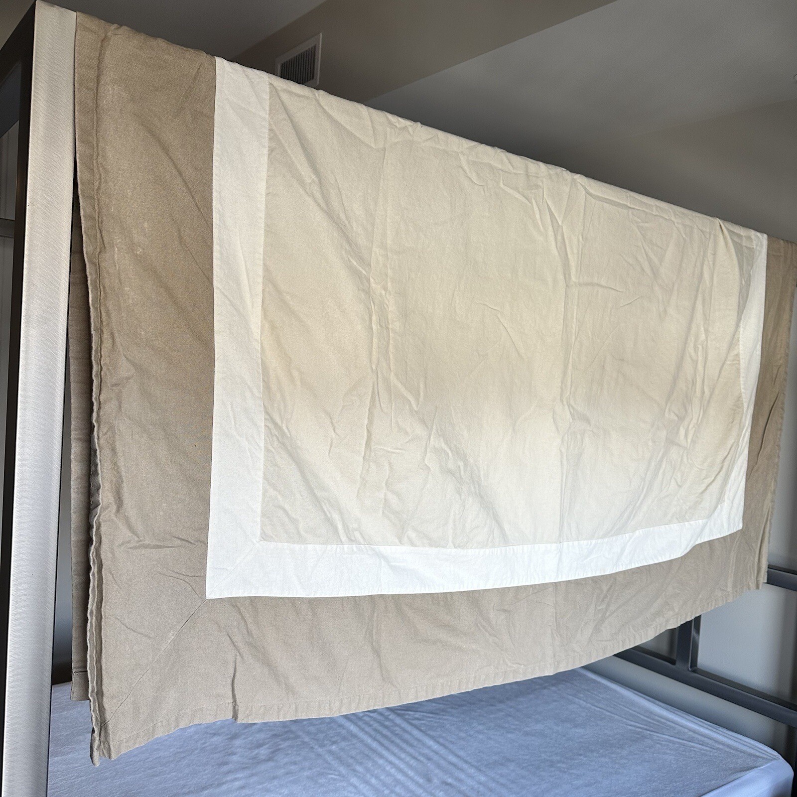 Fieldcrest Classic Curtain, Beige/white, Linen/cotton Blend 66×70