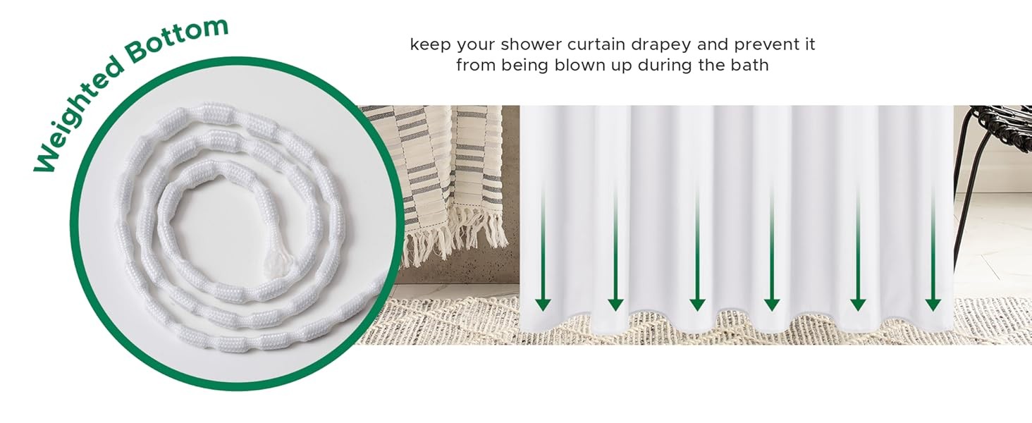 Hotel Quality Fabric Shower Curtain Liners 72″ X 72″, White Water Resistant