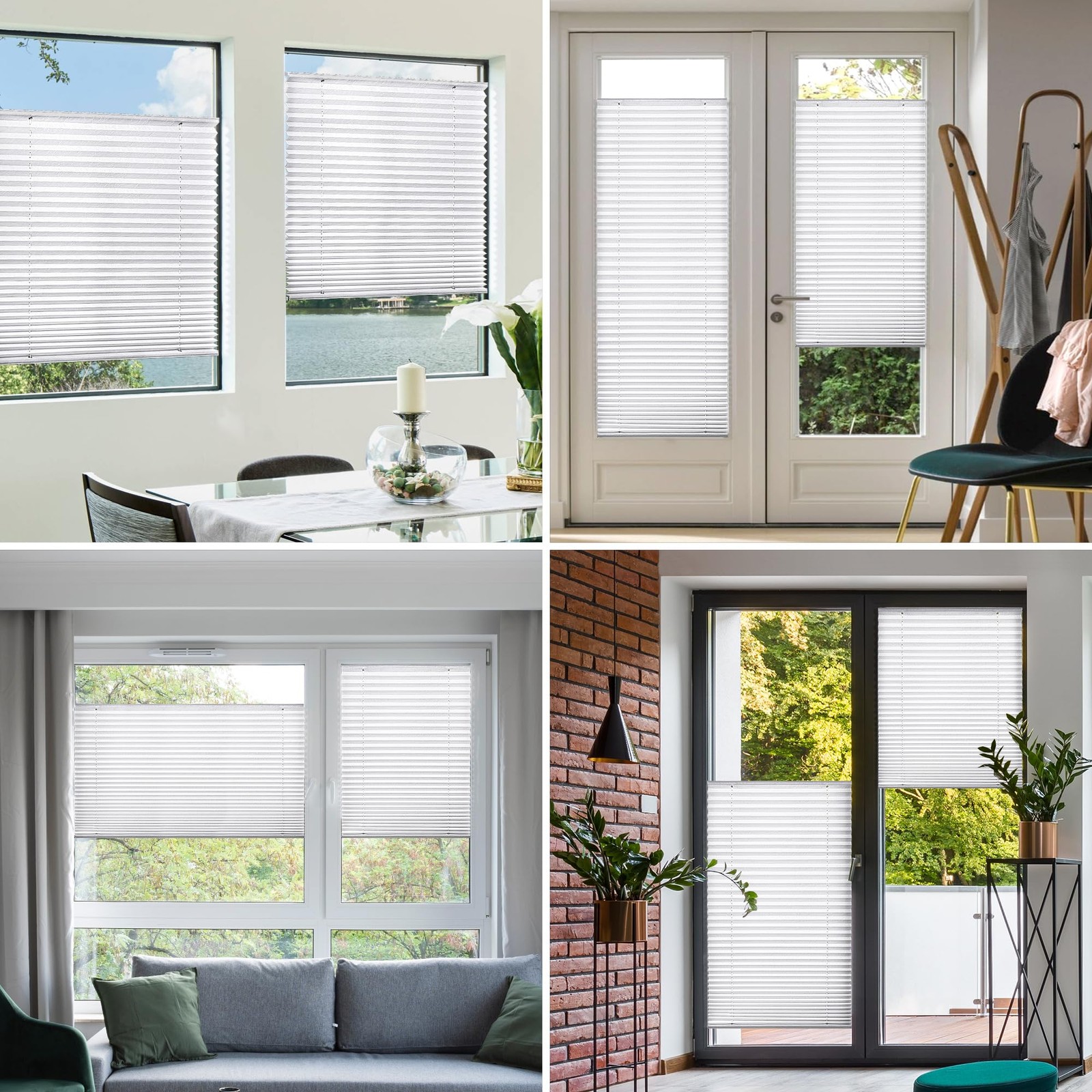 Lazblinds No Drill Cordless Pleated Shades Suction Cups Light Filtering Top