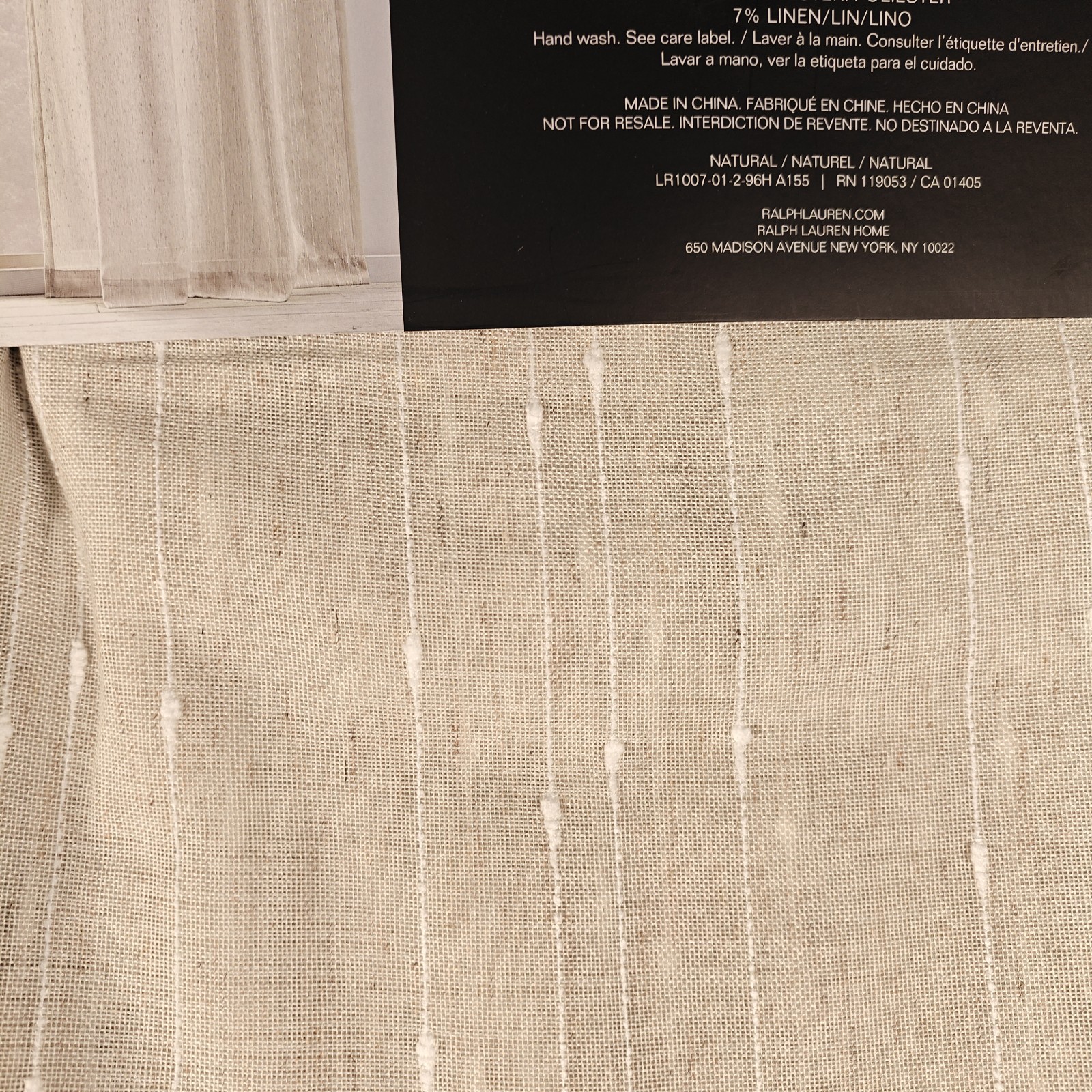 New Ralph Lauren Window Curtains 2 Panels Natural 54 x 96 Linen Back Tab Pocket