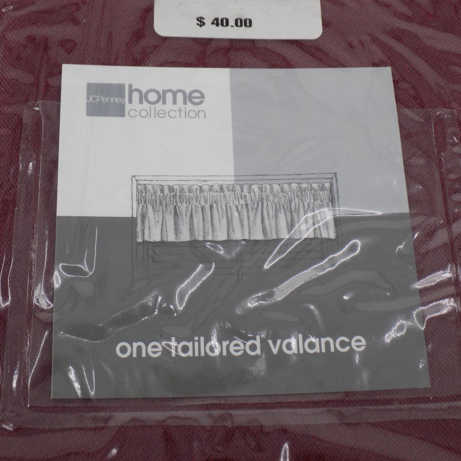 JCPenney Home Collection One Tailored Valance Cranberry 41W x 15L New in Package