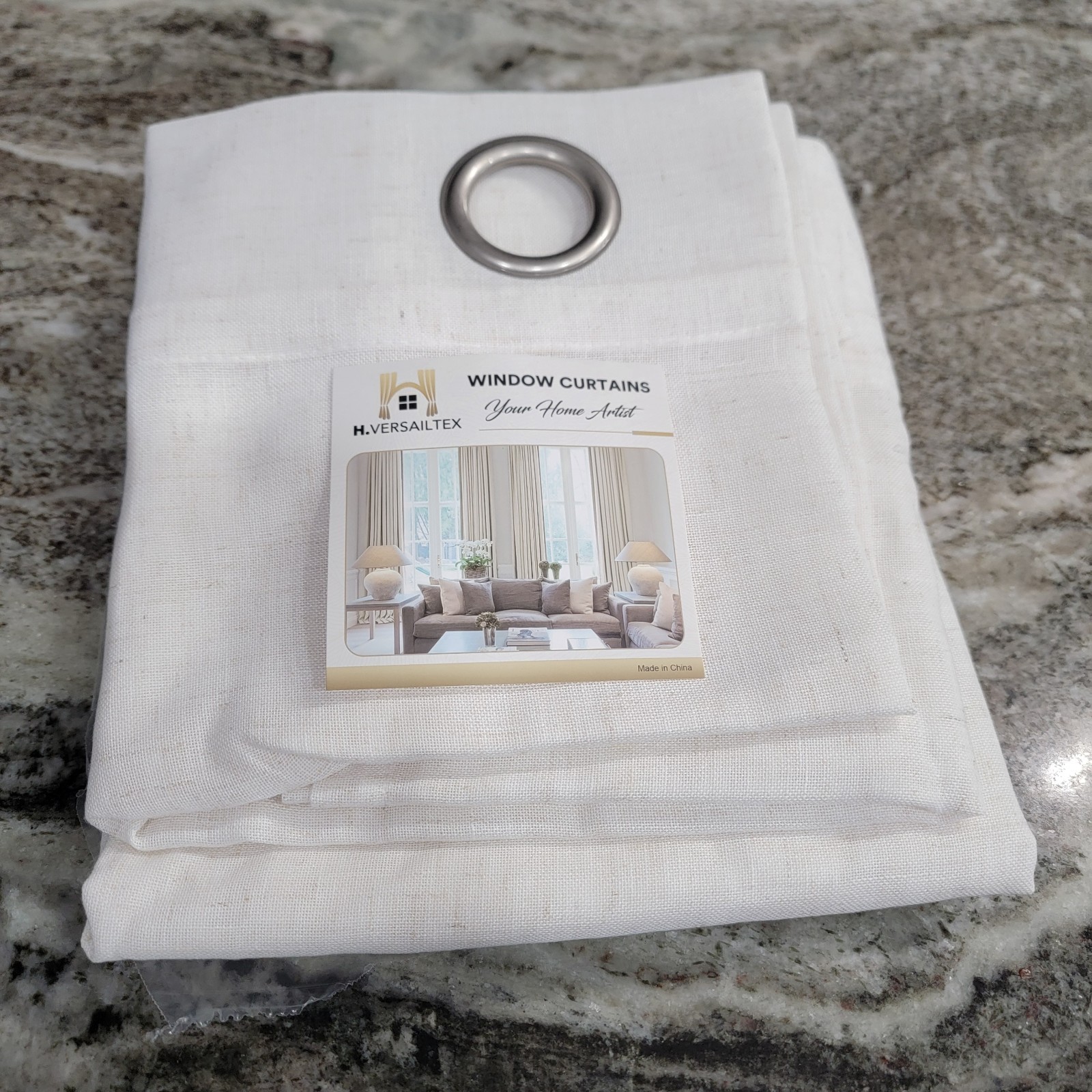 H. Versailtex Linen Light Filtering Sheer Curtains 52×84 Grommet Top Set Of 2