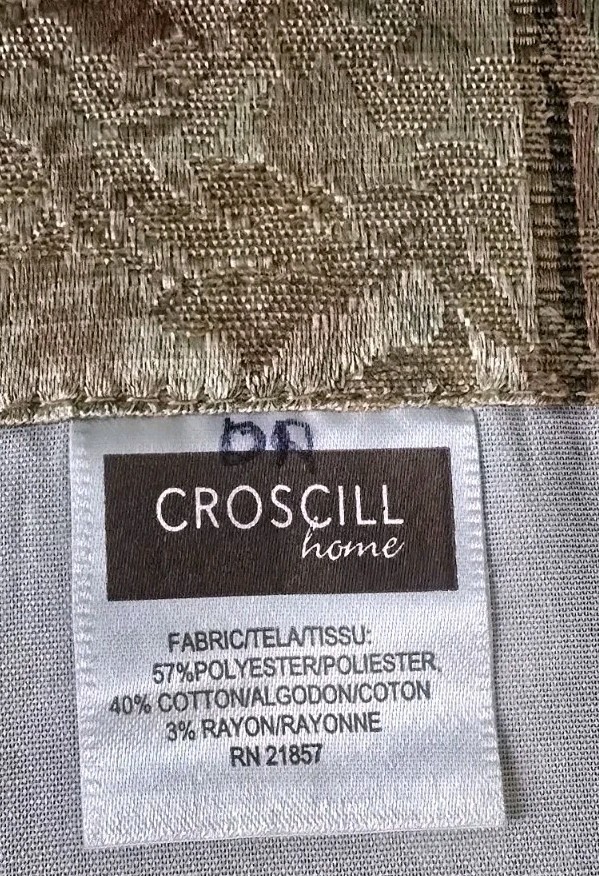Vtg Croscill 4 Curtain Panels 86×53” Jacquard Damask Floral Beige Golden Pink