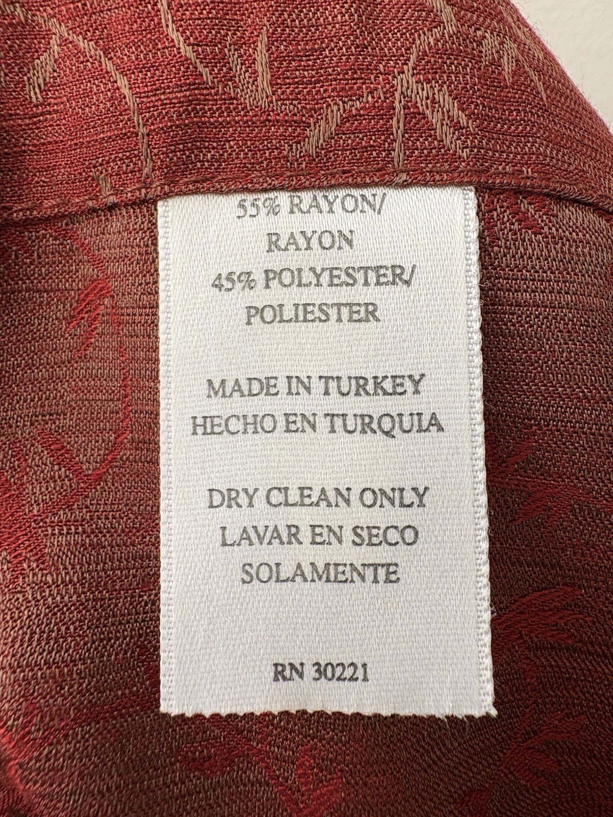 Single Narrow Panel Vntg Curtain Rust Gold Leaf Print Rayon Blend 38″ x 85 1/2″