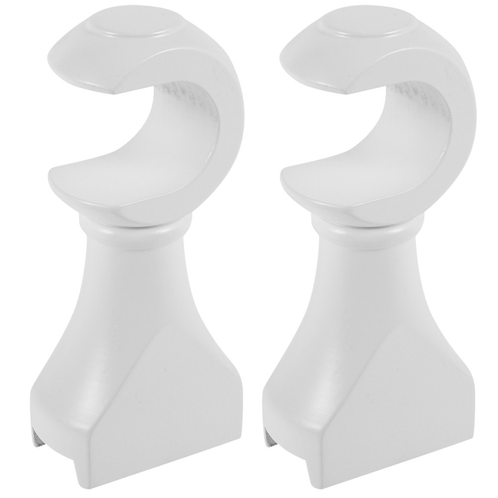 2Pcs White Wooden Curtain Rod Bracket for Home Multi Scene Use Easy Mount