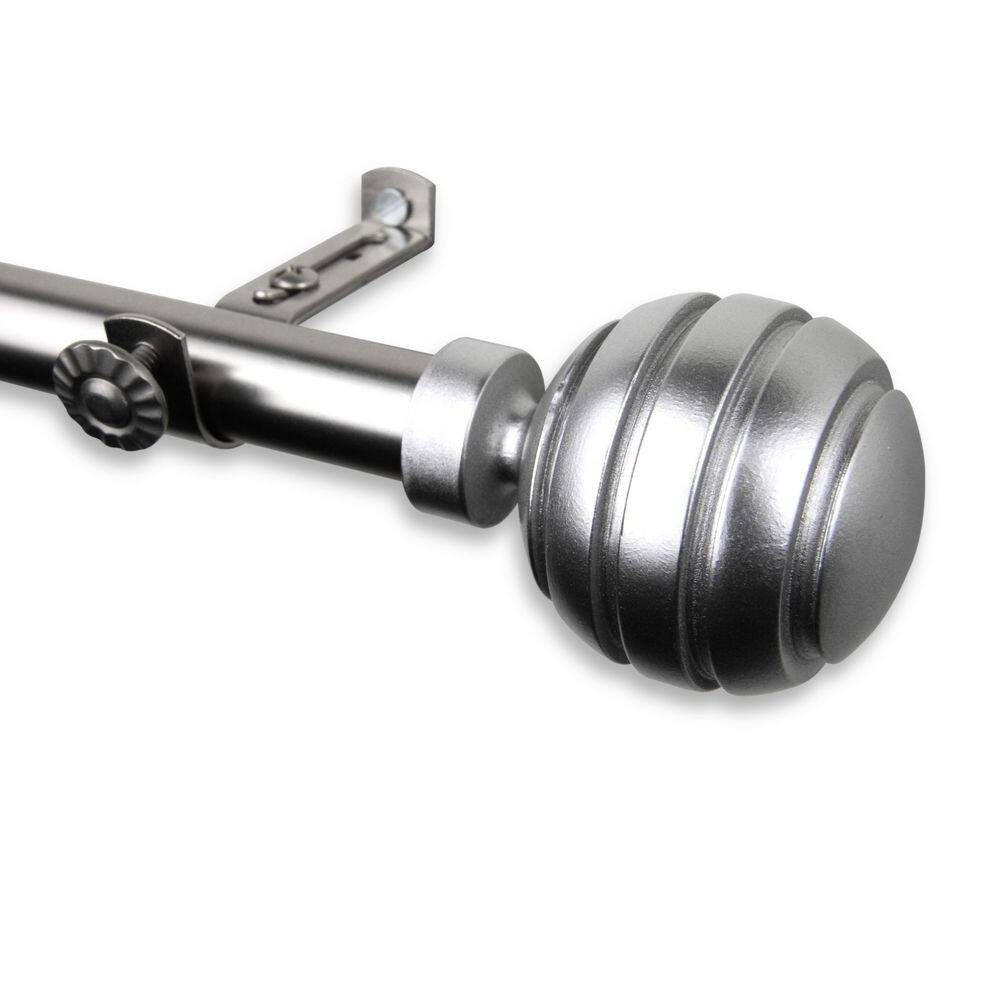 18 In. – 28 In. Telescoping Single Curtain Rod Kit in Satin Nickel with Poise Fi