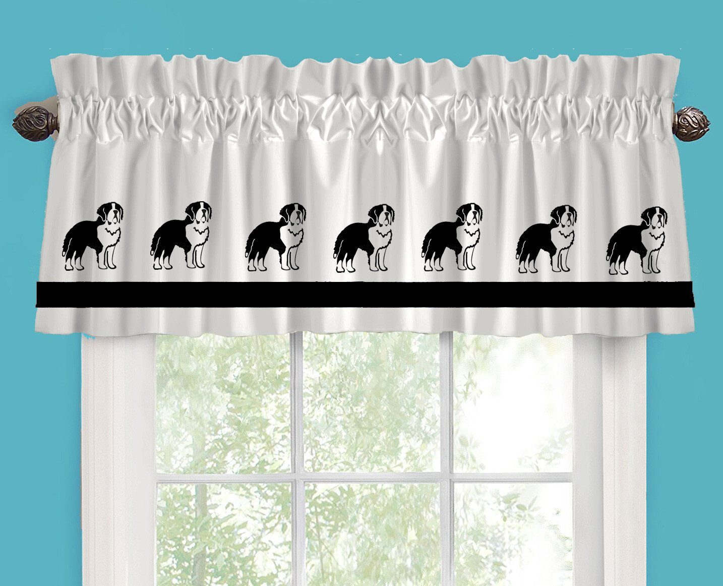 St. Bernard Rescue Dog Window Valance/Curtain *Your Choice of Colors*