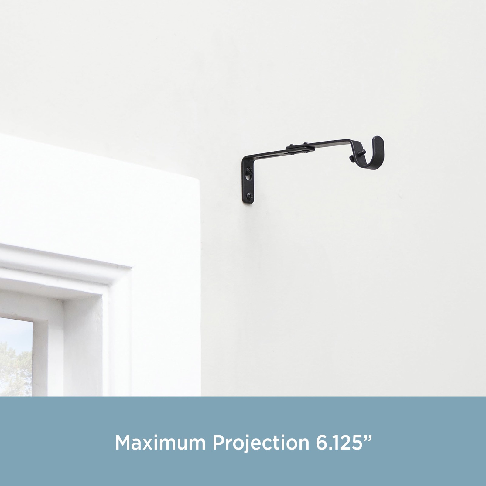 Adjustable Black Curtain Rod Brackets 2-Pack for Home Decor