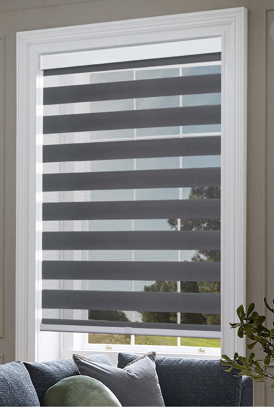 Cordless Zebra Blinds for Windows Layer Light Gray, 29 in (W) x 64 in (H))