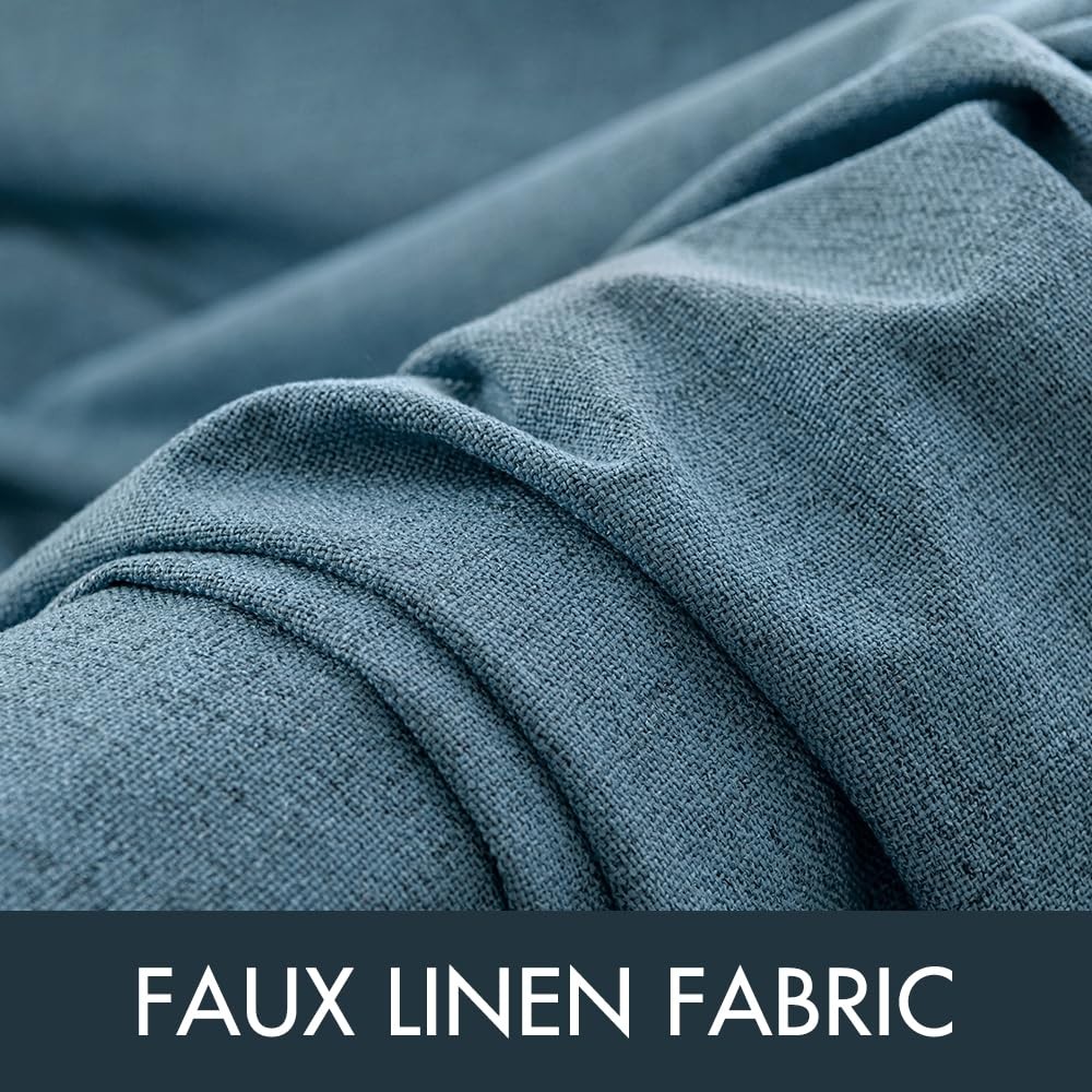 Linen Texture Curtains for Bedroom Solid 100% Blackout Thermal Insulated Dust…
