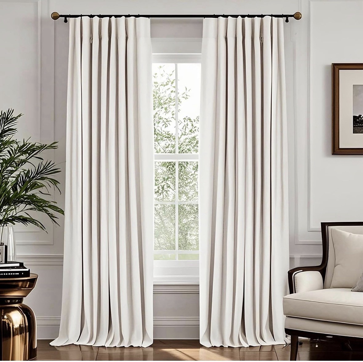 Linen Blended Full Blackout Noise-Reducing Thermal-Insulated Pinch Pleated Cu…