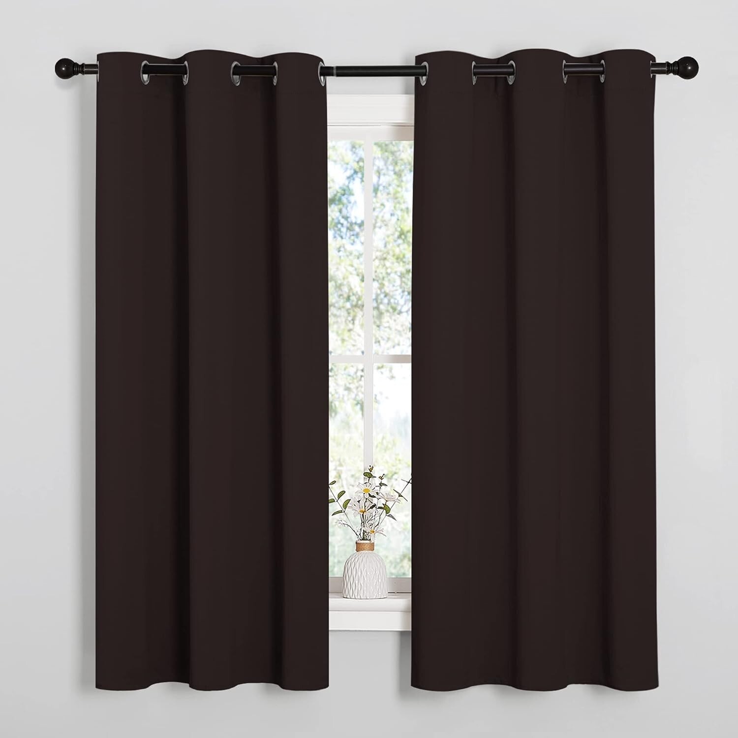 2PCS Toffee Brown 63″L x 42″W Super Heavy Privacy Darkening Curtains For Bedroom