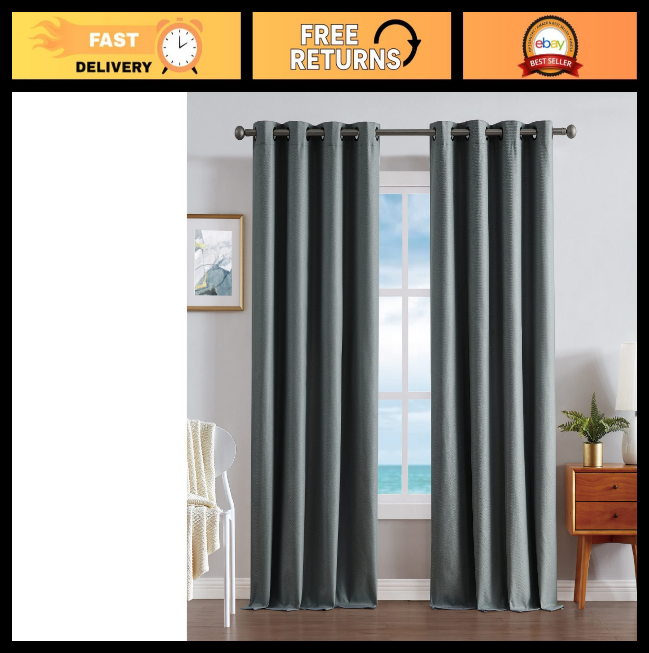 Ultimate Blackout Curtains Set of 2 | Thermal Privacy Drapes for Bedroom/Living