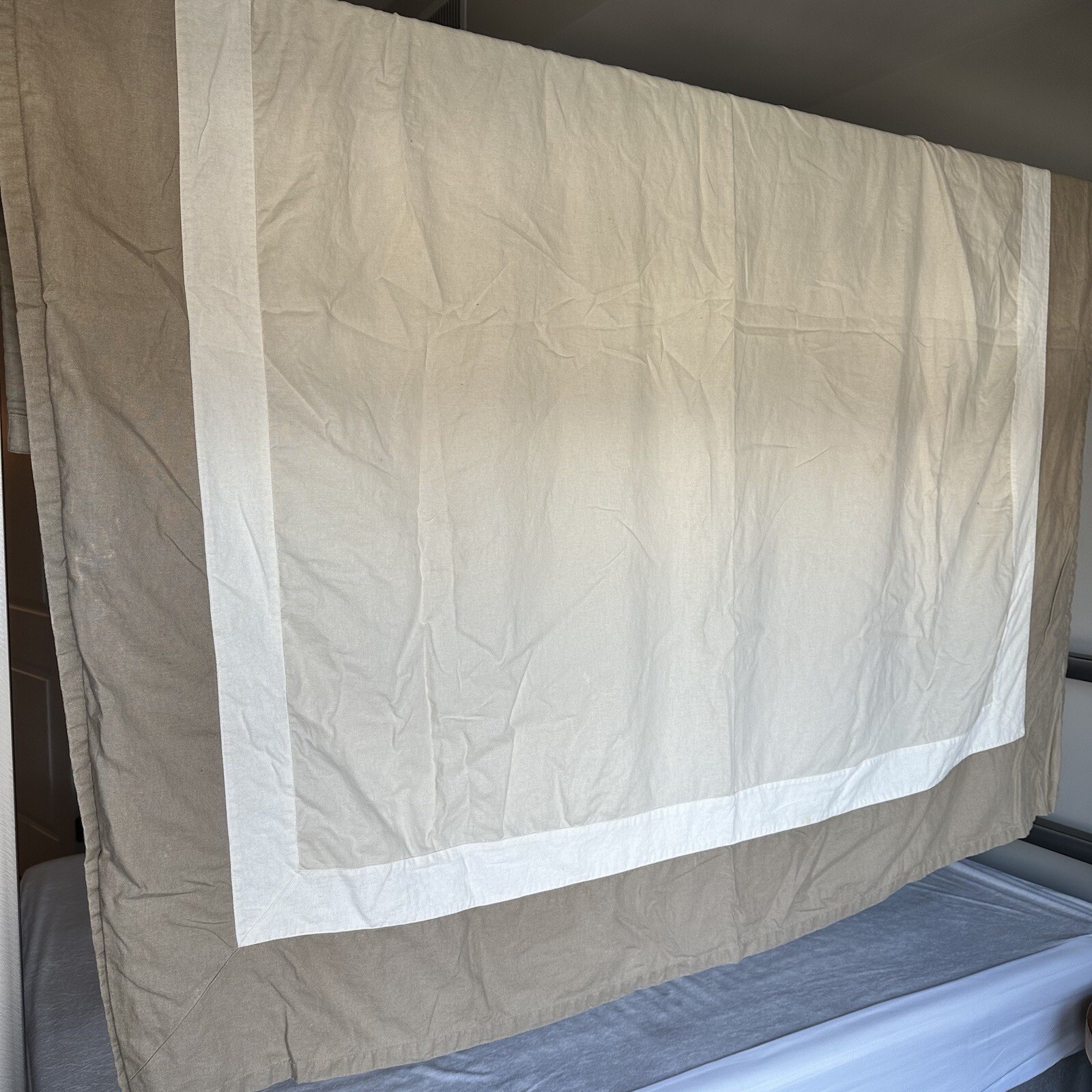 Fieldcrest Classic Curtain, Beige/white, Linen/cotton Blend 66×70