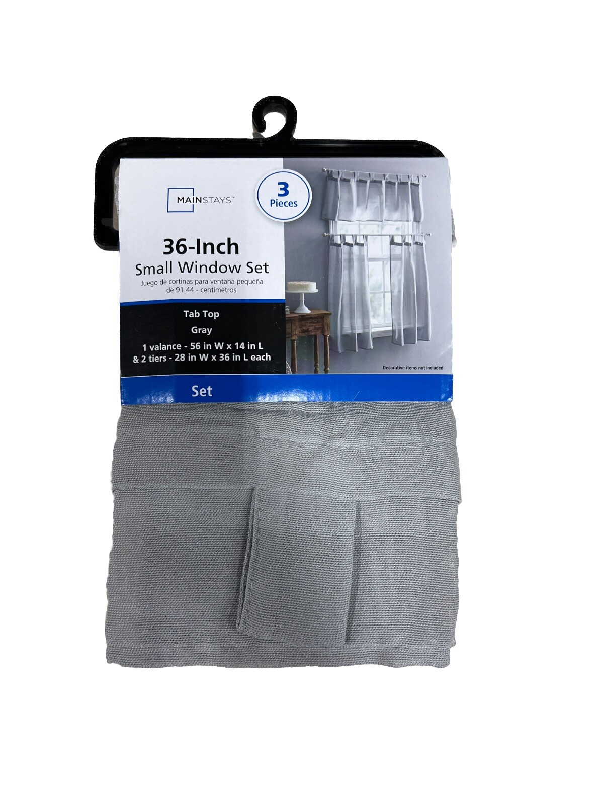 Mainstays 36-Inch 3 Pieces Small Window Set – Color Grey