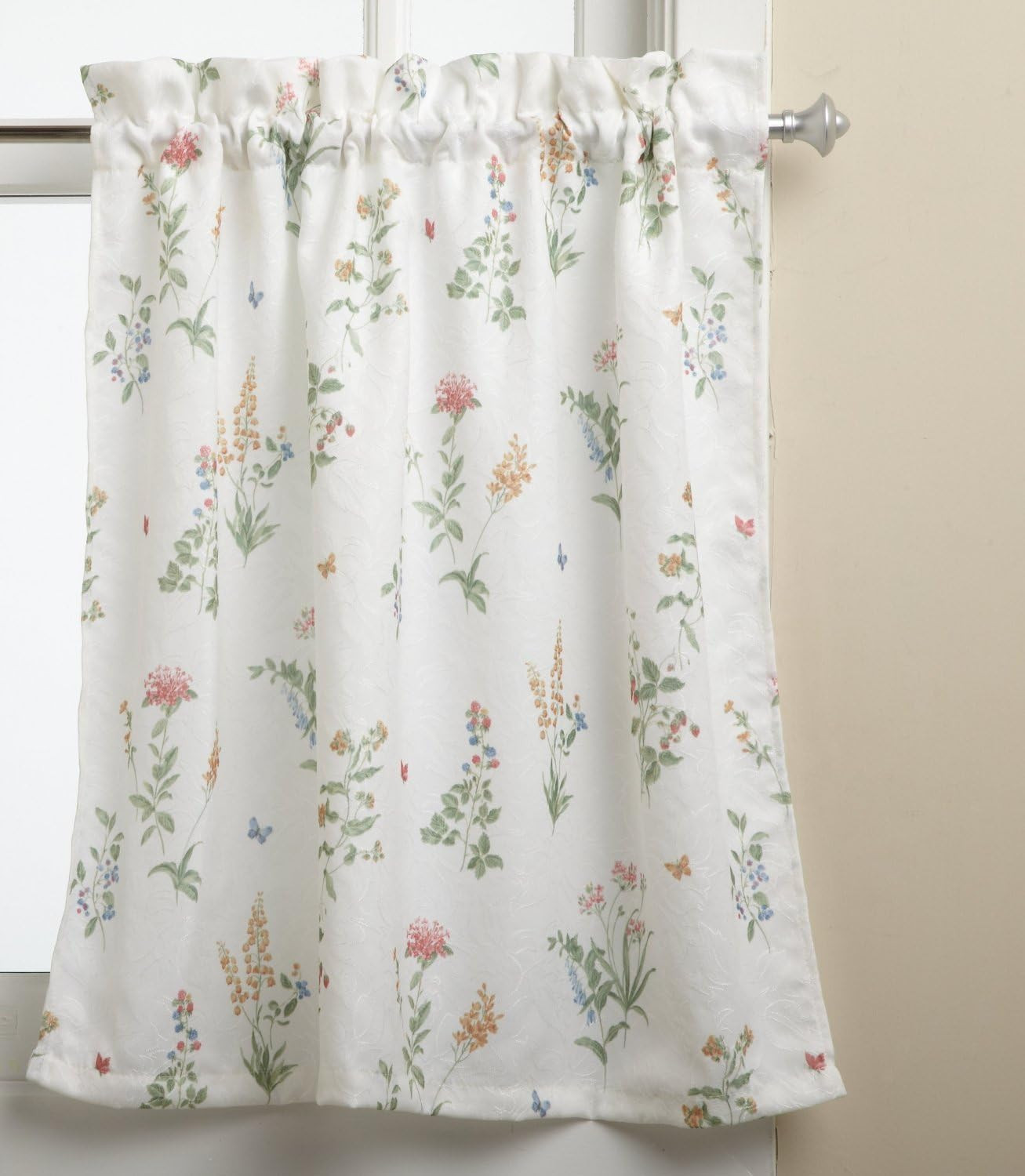 English Garden 55-Inch X 36-Inch Tier Curtain Pair, White/Multi