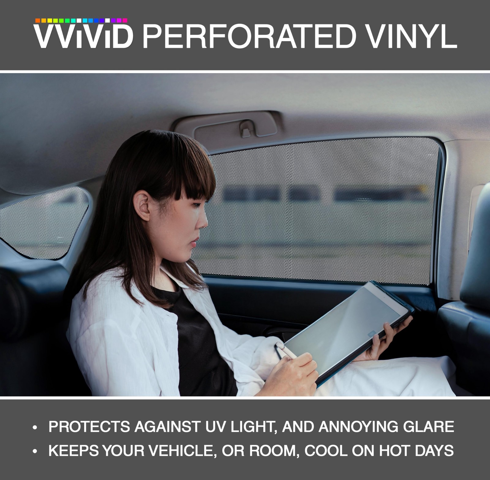 VViViD One-Way Perforated Vinyl Privacy Window Film Adhesive 2ft x 54″, Black