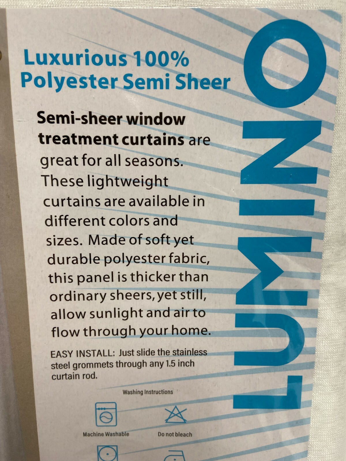 2 Semi Sheer White Curtain Panel Pair 54″ by 84″ Each Lumino