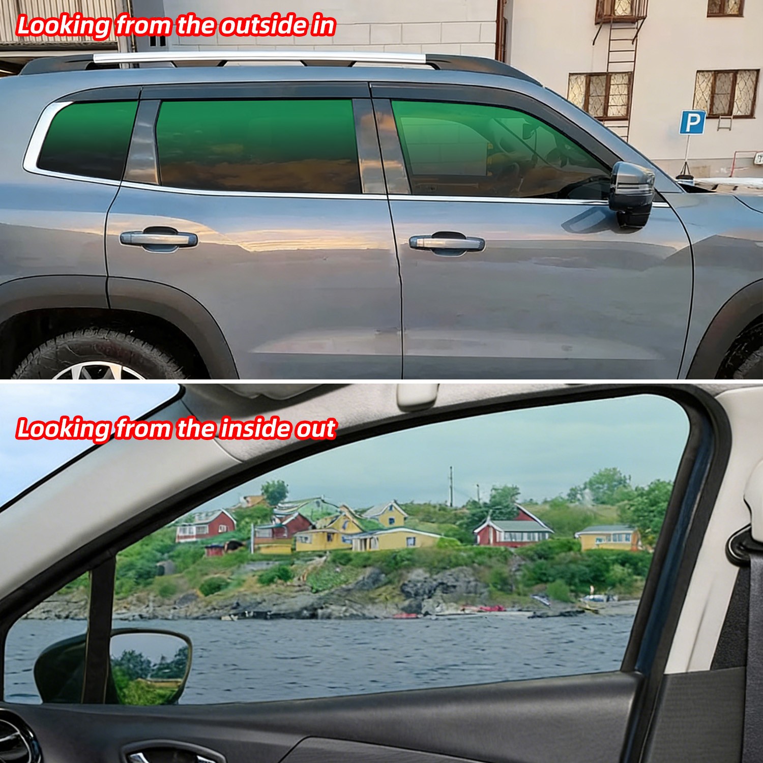 Car Window Tint Film 2-Color Gradients Film Windshield Sun Shade Heat & UV Block