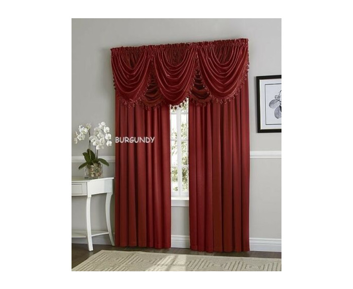 Luxurious Hyatt Window Curtain Panel or Waterfall valance assorted colors