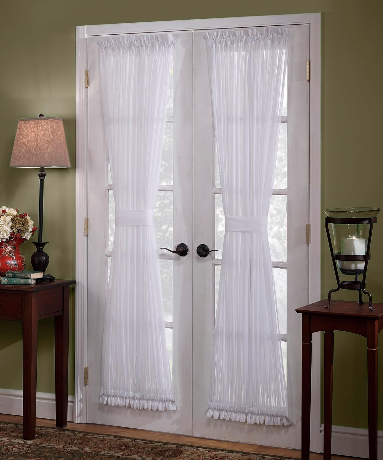 , Emelia Door Panel Sheer 40″, White, 41″ W X 40″ L, with Tieback