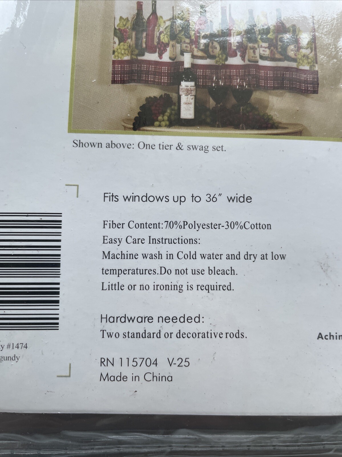 Chardonnay Bottle Printed Kitchen Curtain, 57×36 & 57×30 Inches