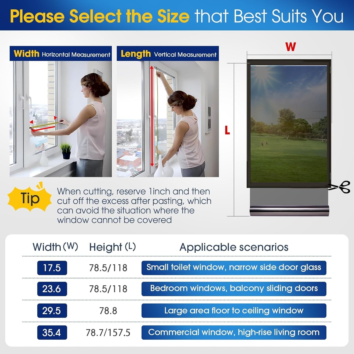 Static Cling One Way Window Tint – 95% UV Protection, Black Silver 17.5×78.7in