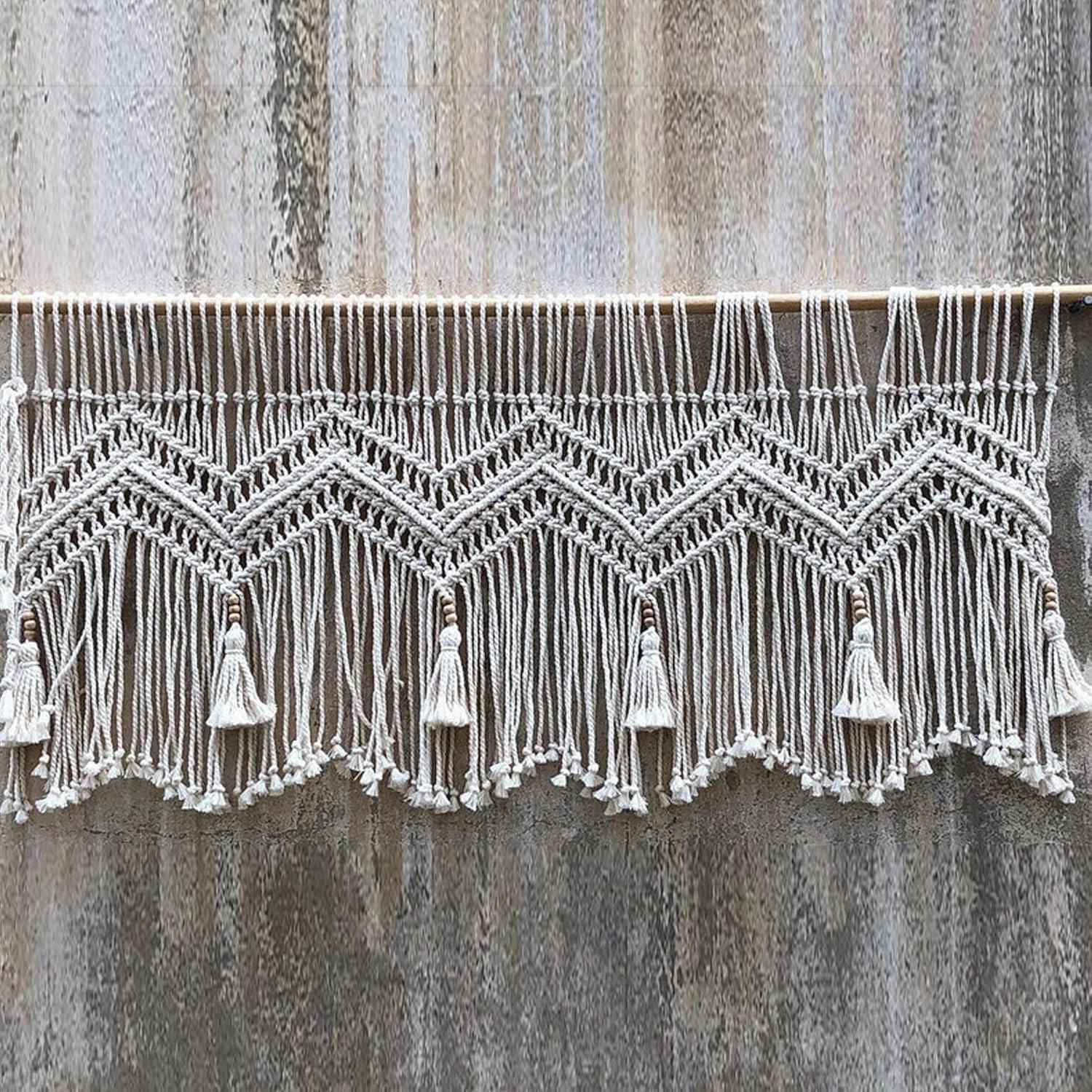 Macrame Valance Curtain for Kichen Windows 35.43×23.62inch Farmhouse Boho Cur…
