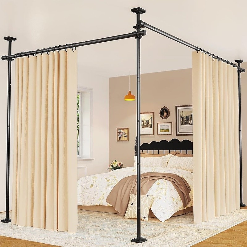 Adjustable Tension Room Divider No Drill Easy Install Space Separator Indoor Use
