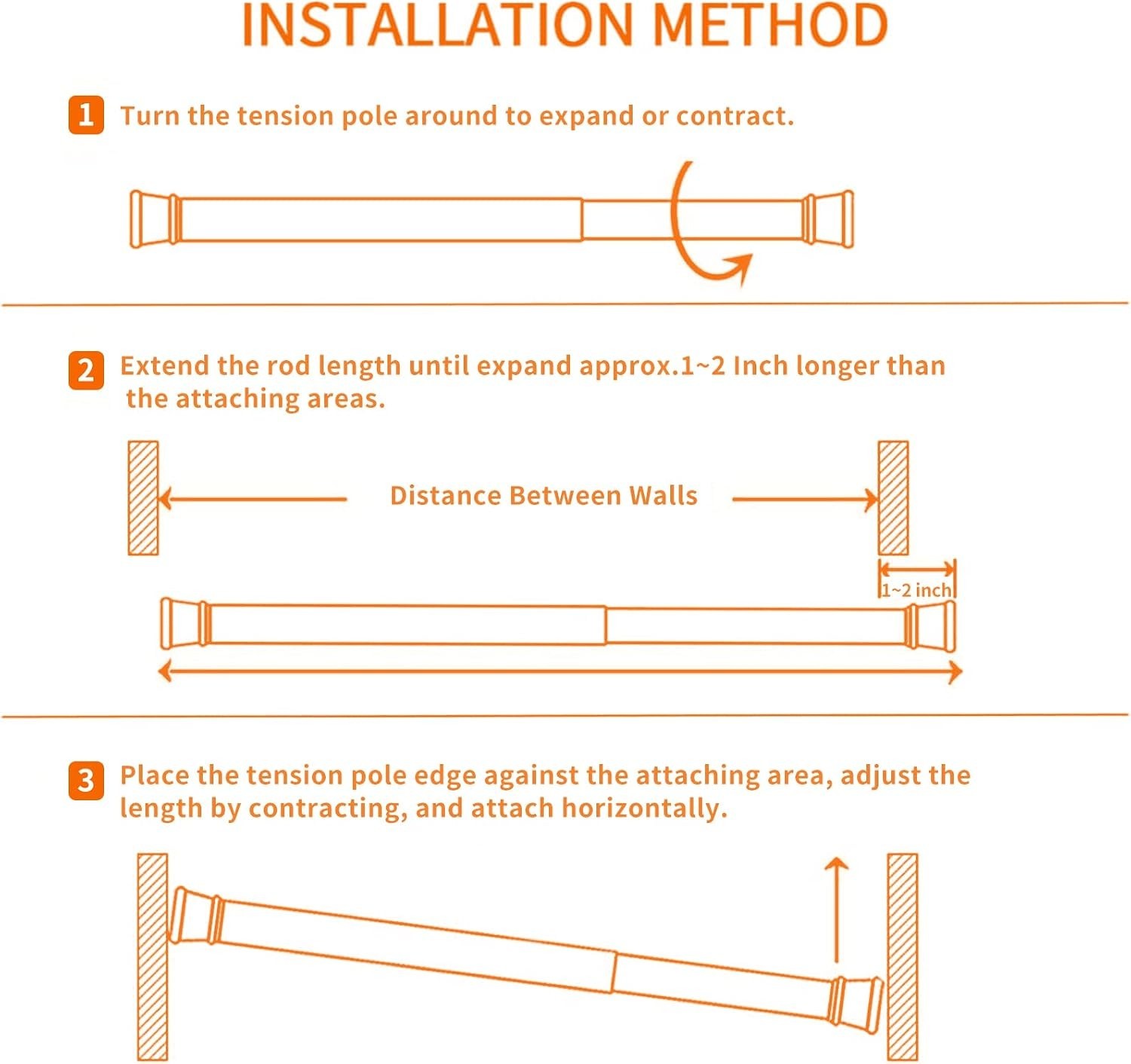2-Pack Spring Loaded Curtain Rods 15.7-28 Inches | Easy Installation, No Damage