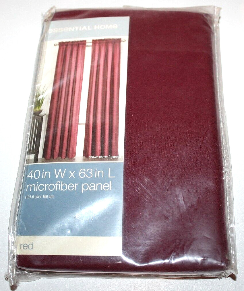 Essential Home One (1) Solid Microfiber Window Panel – Red 40 x 63 in.