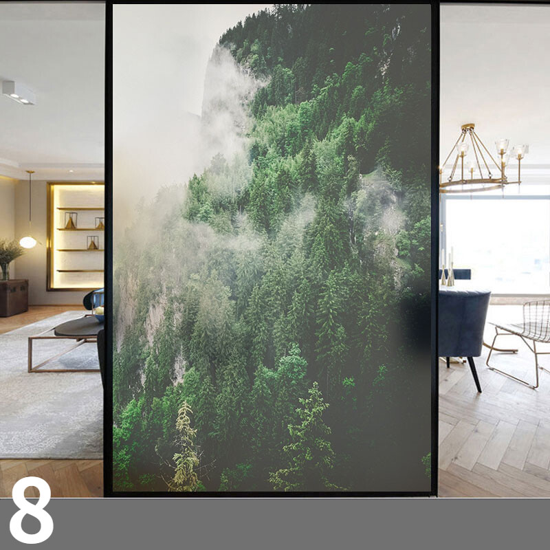 1x Frosted Window Film Privacy Film Static Cling Glass Sticker 3D Forest Scenery