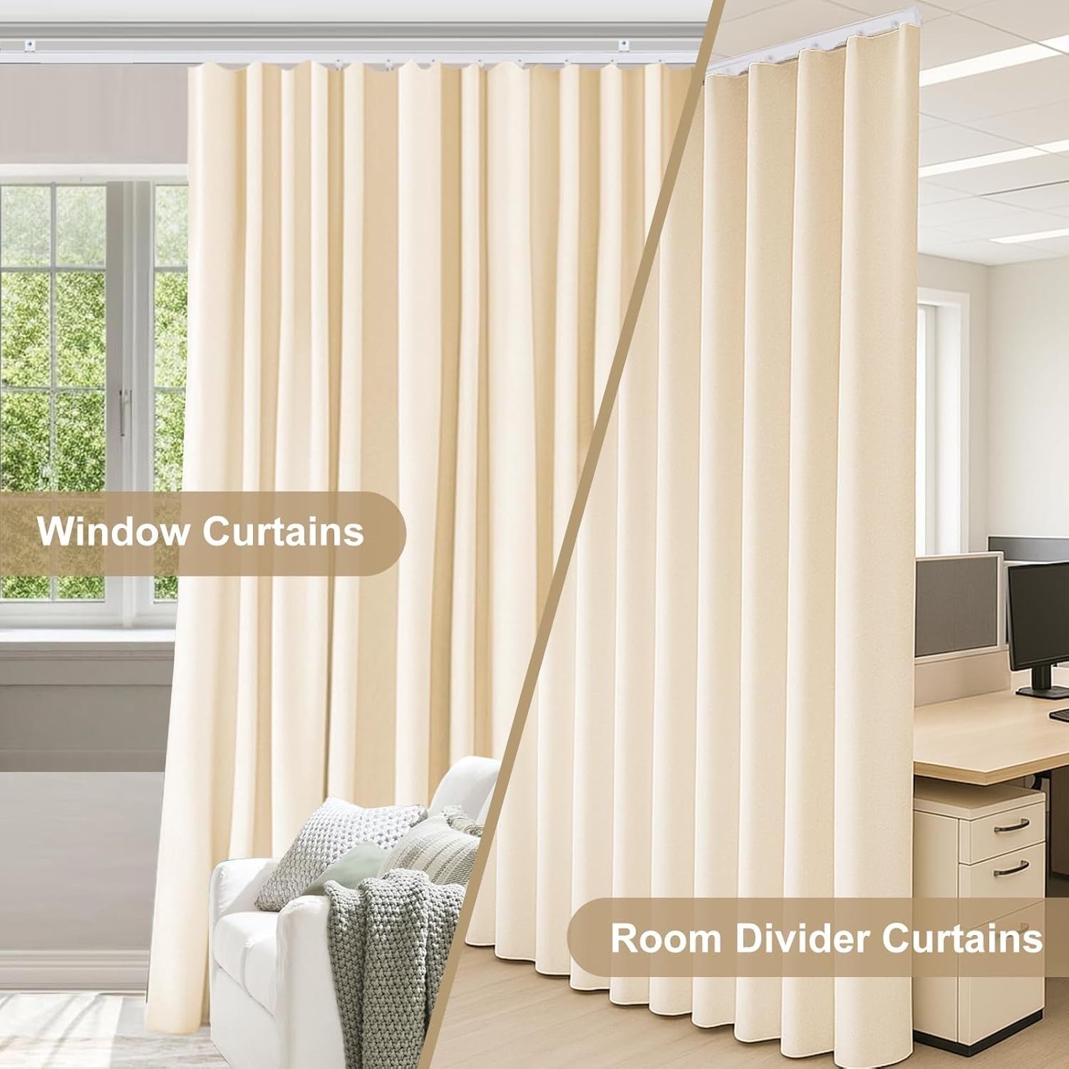 Room Divider Ceiling Curtain Track Set, Blackout Curtains Room Partition Privacy