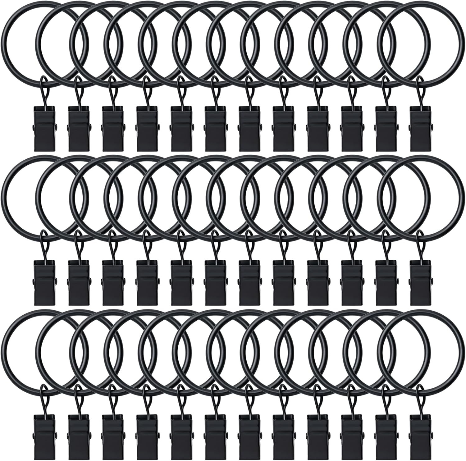 36 Pack Curtain Rings with Clips, Drapery Clips with Rings, Hangers Drapes Rings