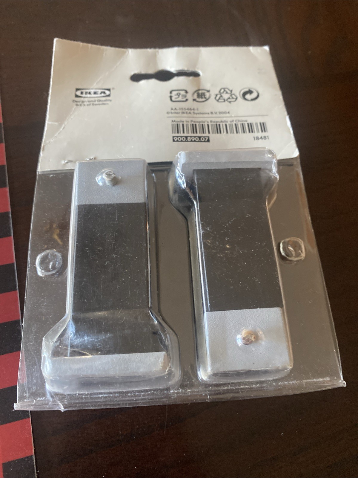 IKEA Index Adel Black/Grey Rectangular Finials for Curtain Rods (3 pair) NIP