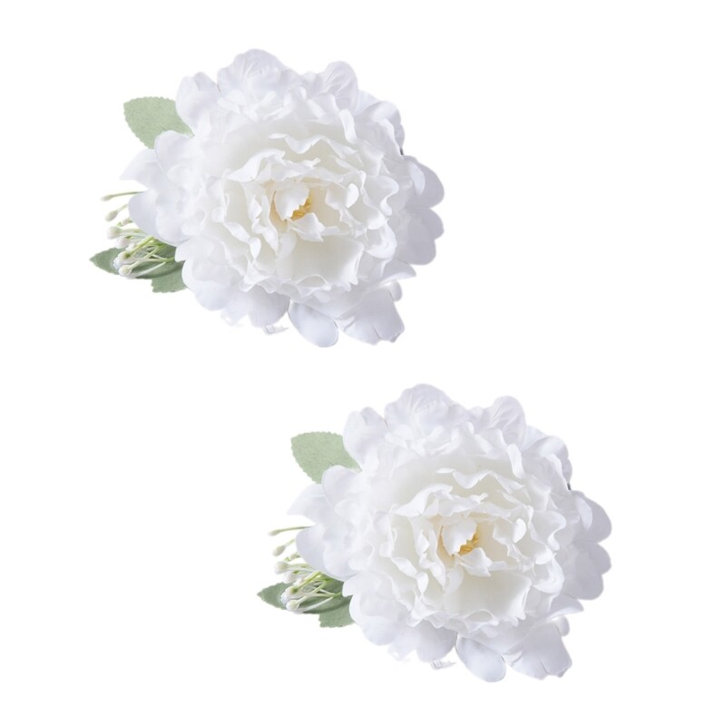 2Pcs Artificial Peony Flower Curtain Clip Curtain Rope Tie Drapery Tieback Clamp