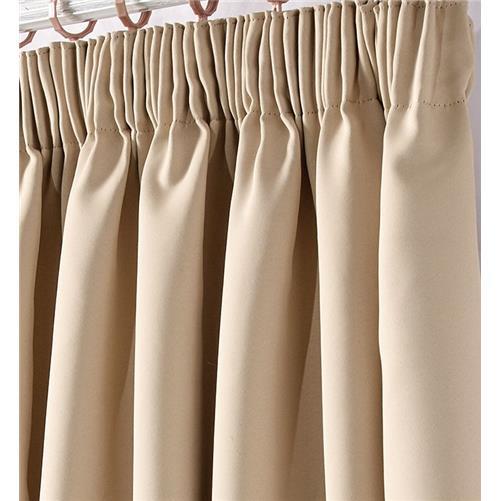 Pair Pencil Pleat Tape Top Plain Thermal BLACKOUT LINED Curtains with Tie Backs