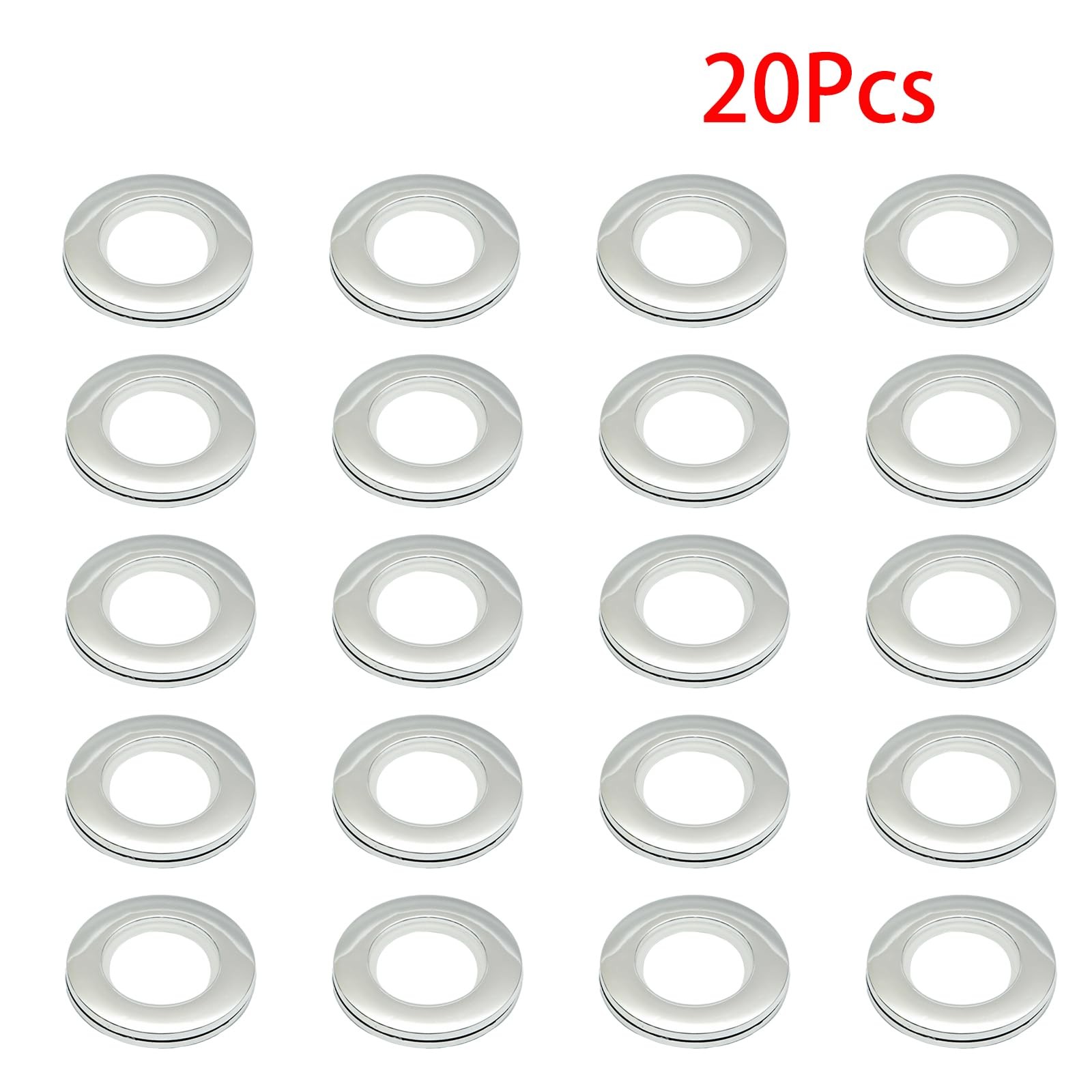 20 PCS Bright Silver Plastic Curtain Grommets 19/16 Inch 40mm Inner Diameter
