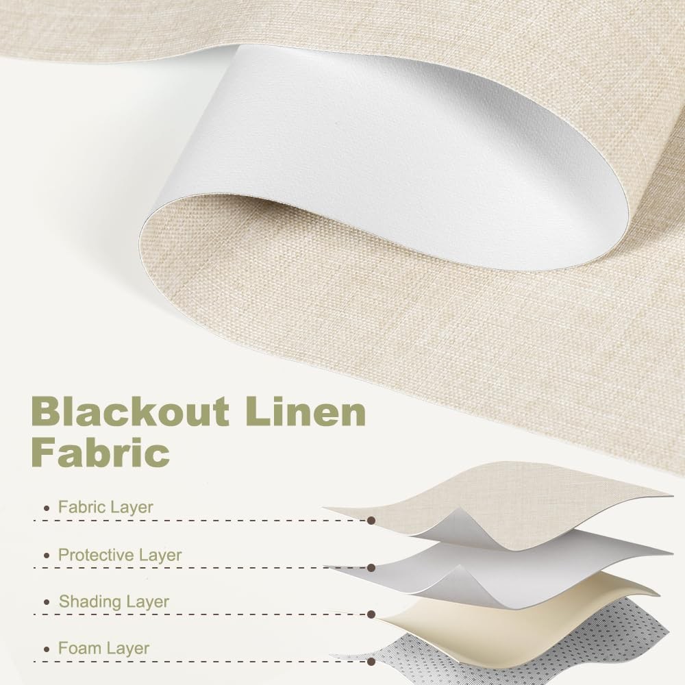 Blackout Roller Shades for Windows, Cordless, Roller Blinds, Linen Fabric Win…