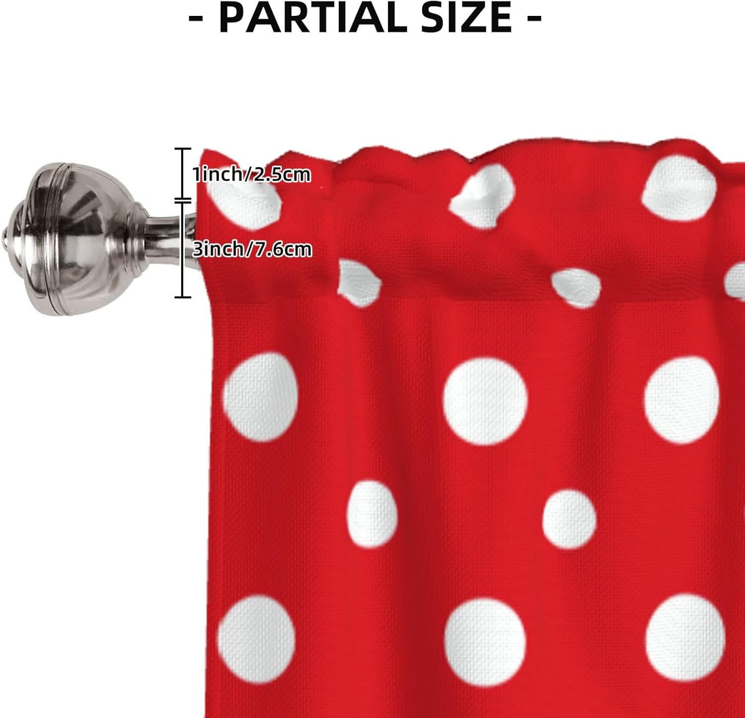 Valance for Windows White Polka Dots Red Kitchen Curtains Valances Rod Pocket Vi