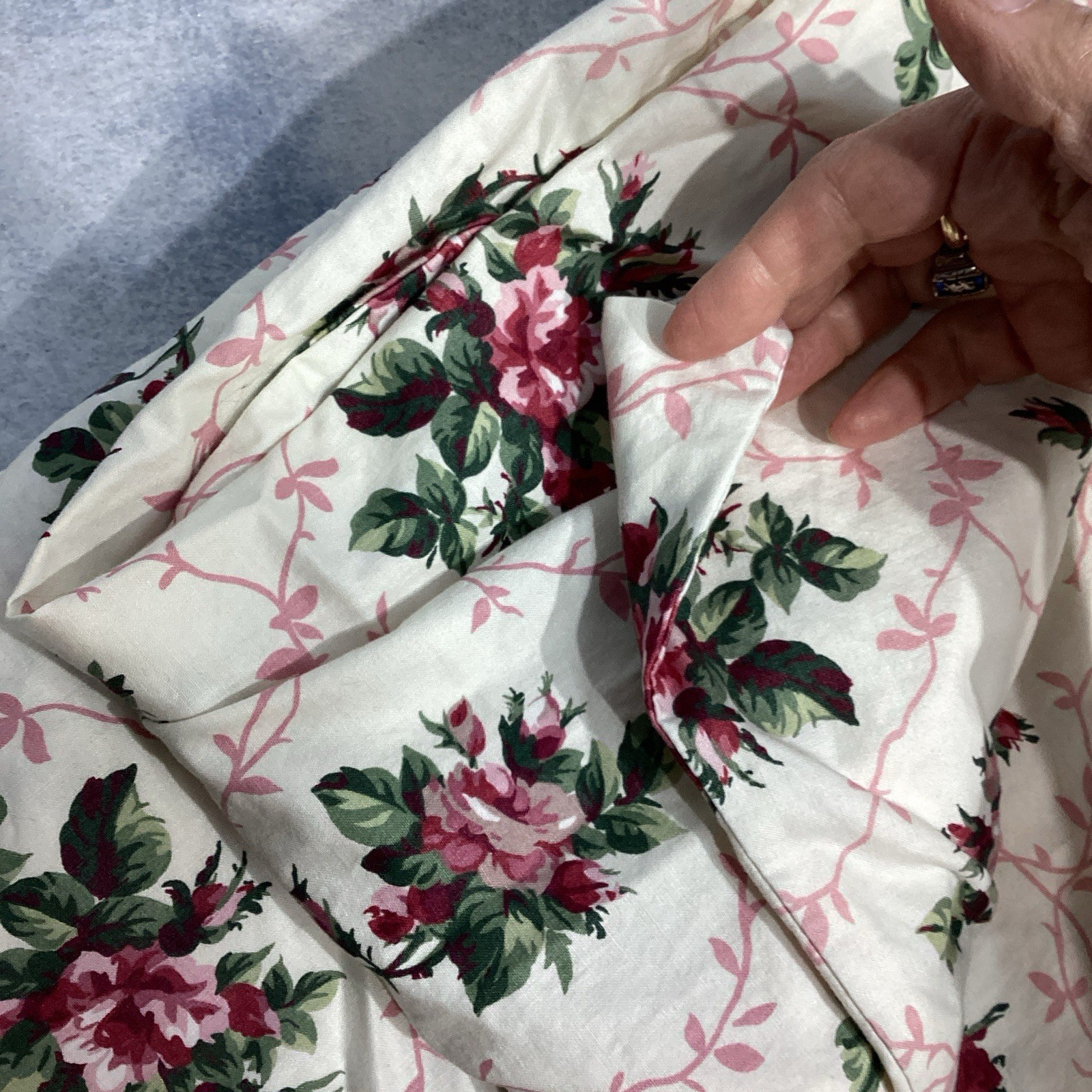 HUGE Swag Draped Cotton Window Scarf Valance Cottage Floral 53″ x 200″