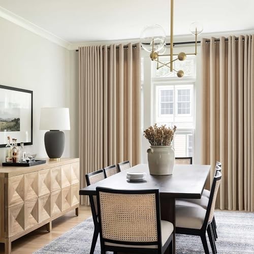 Tan Brown Curtains 90 Inches Long for Bedroom 52″W x 90″L (Pack of 2) Dark Flax