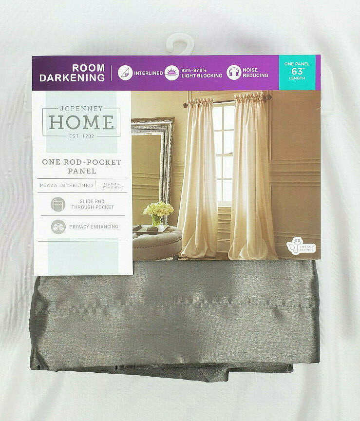 JCPenney Home Cloudburst Gray Plaza Interlined Rod-Pocket Panel, 50″x63″ 50″x72″