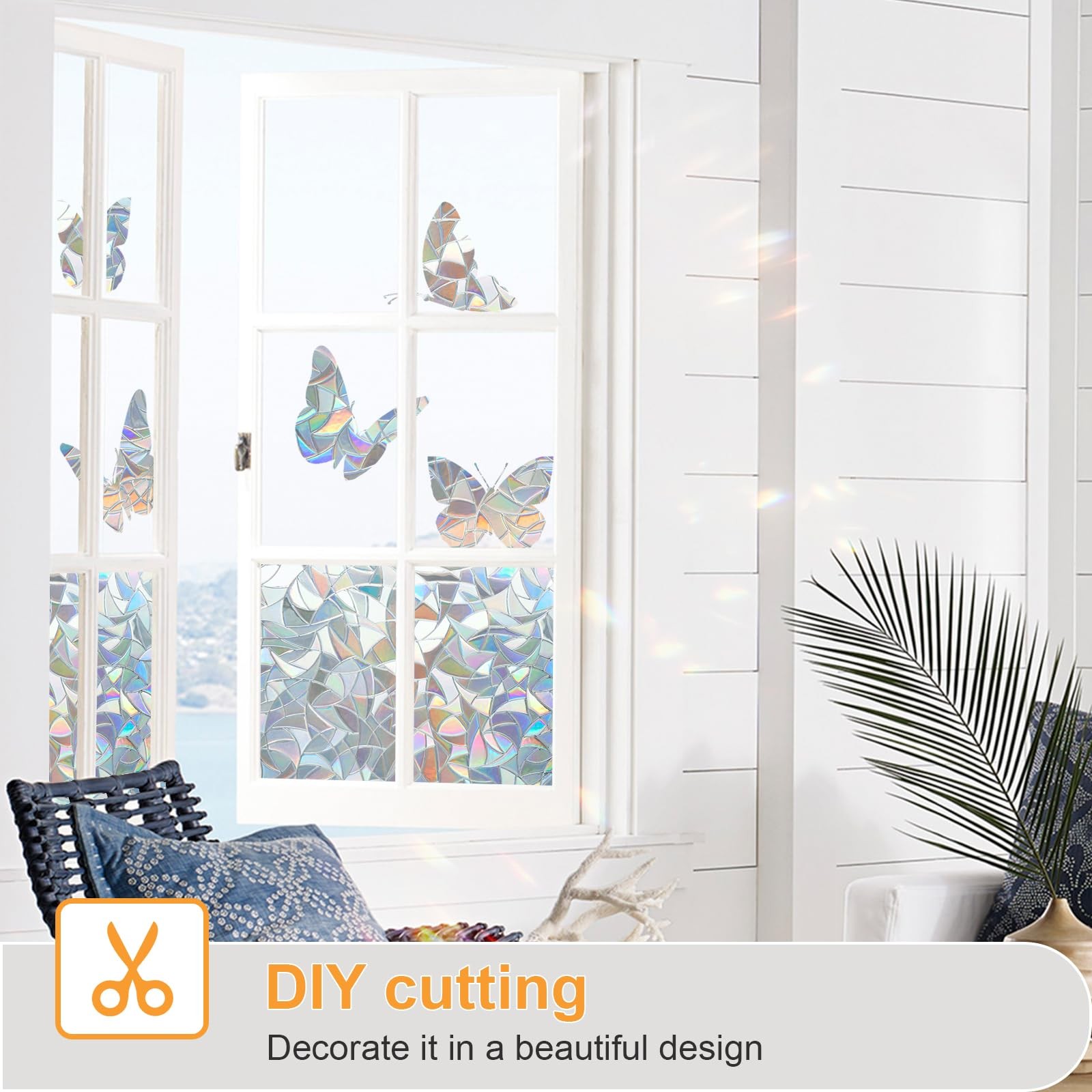 Rainbow Window Film Static Cling Decorative Glass Privacy Tint 17.5 x 78.7