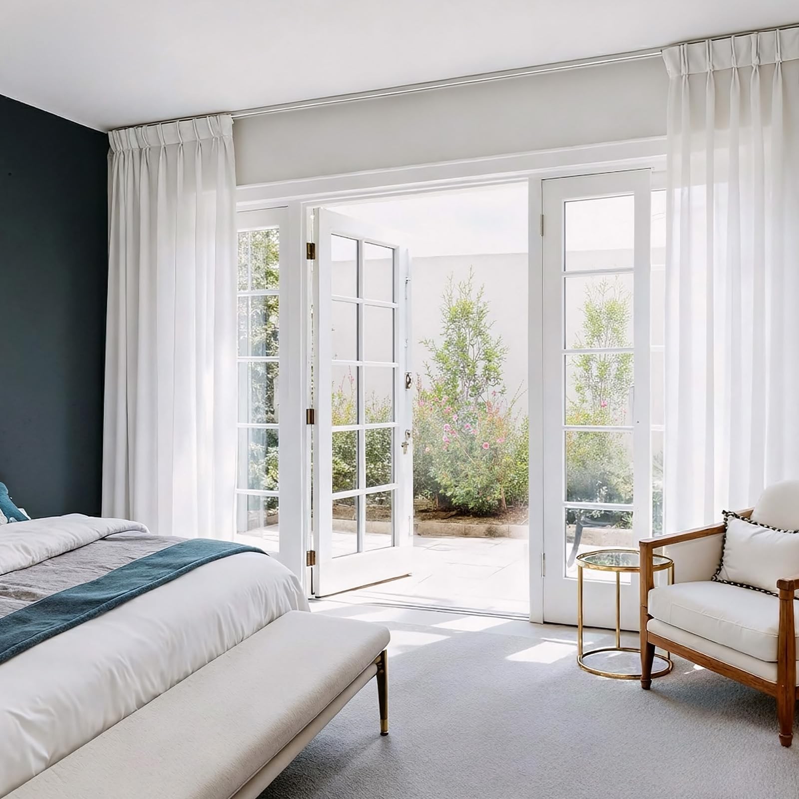 Ceiling Curtain Track System with Wall Mount, Silent Curtain Rail for Room Di…