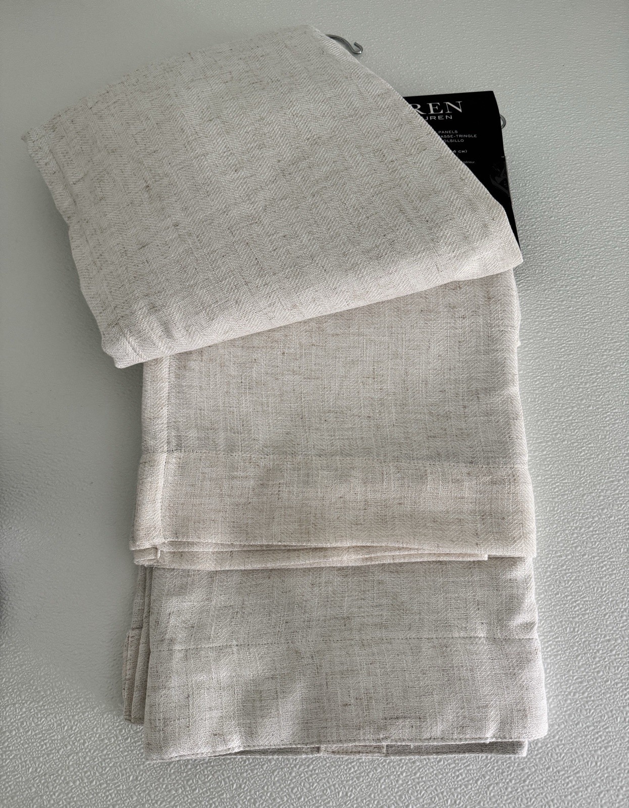 Ralph Lauren Window Curtains Blackout 2 Panel 52 x 108 Linen Natural Herringbone