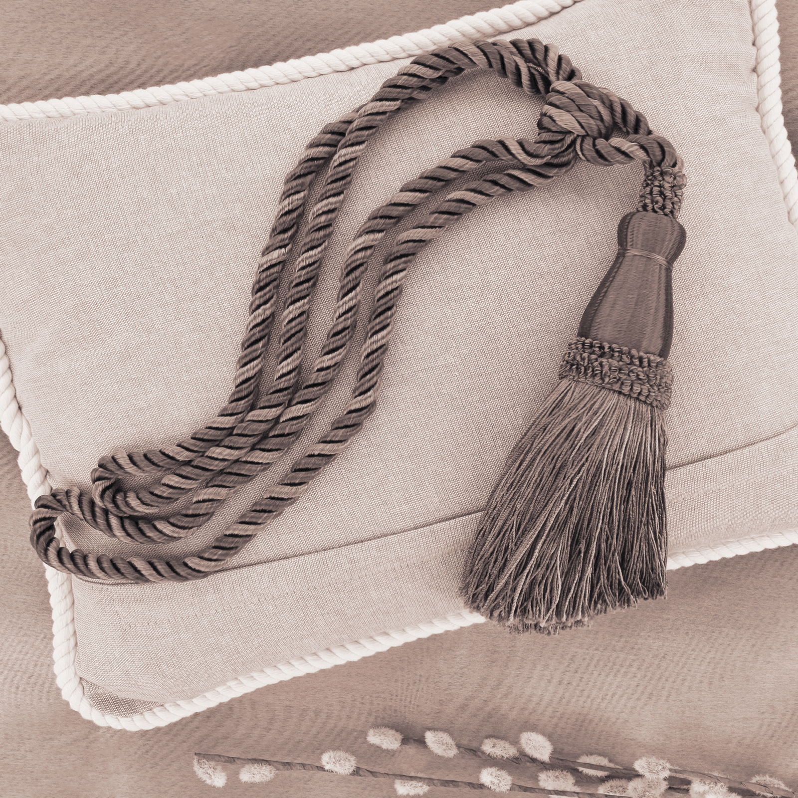 DÉCOPRO Tassel Tieback, Style# TBC085, Color# PR02 – Bistro Beige [Set of 4]
